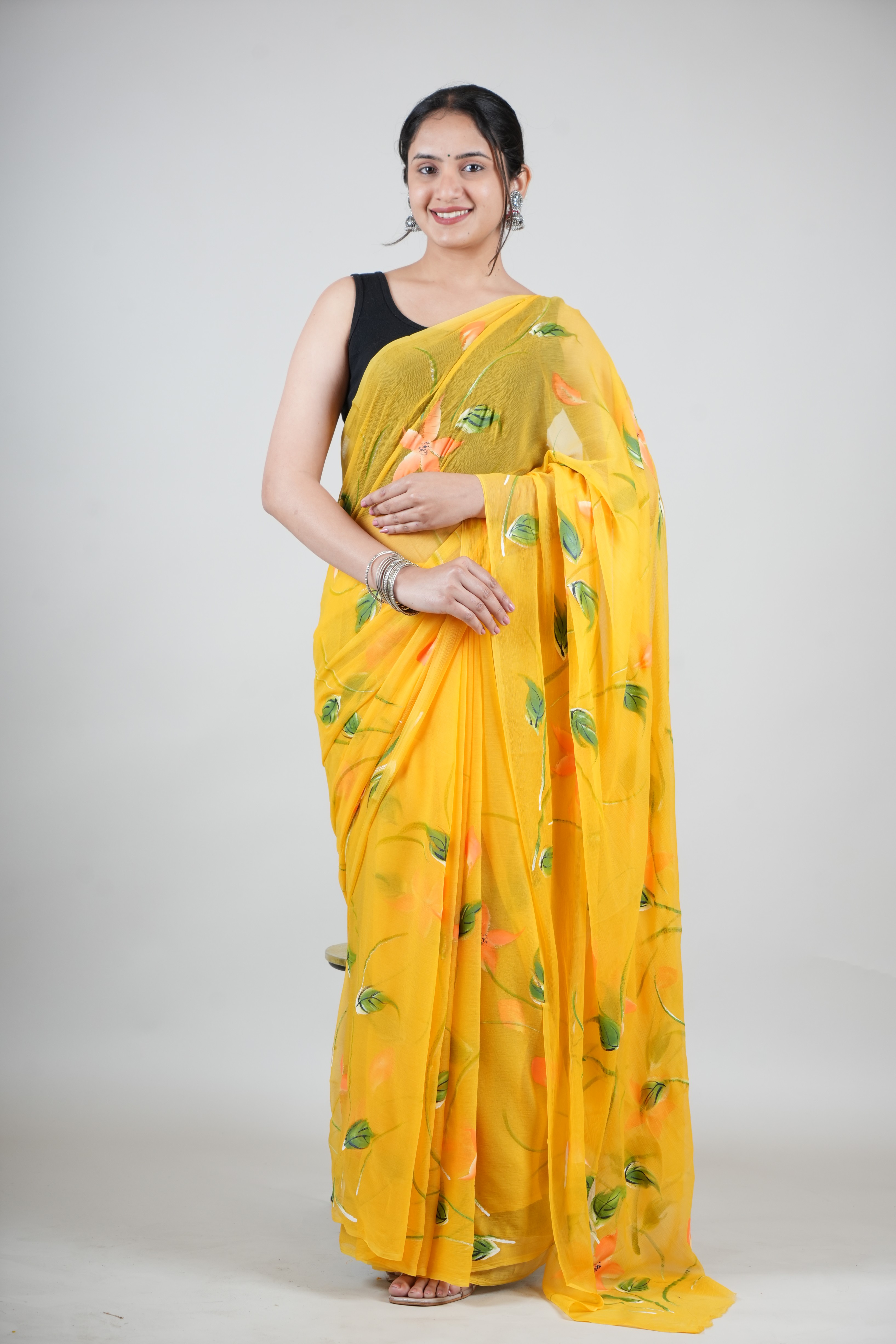 Chiffon Hand Painted Saree-7