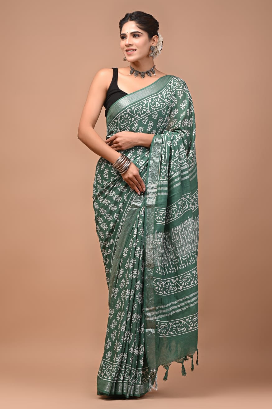 Cotton linen saree -2