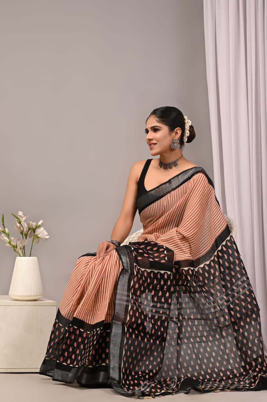 Cotton linen saree -23