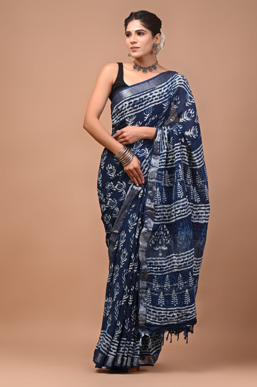 Cotton linen saree -3