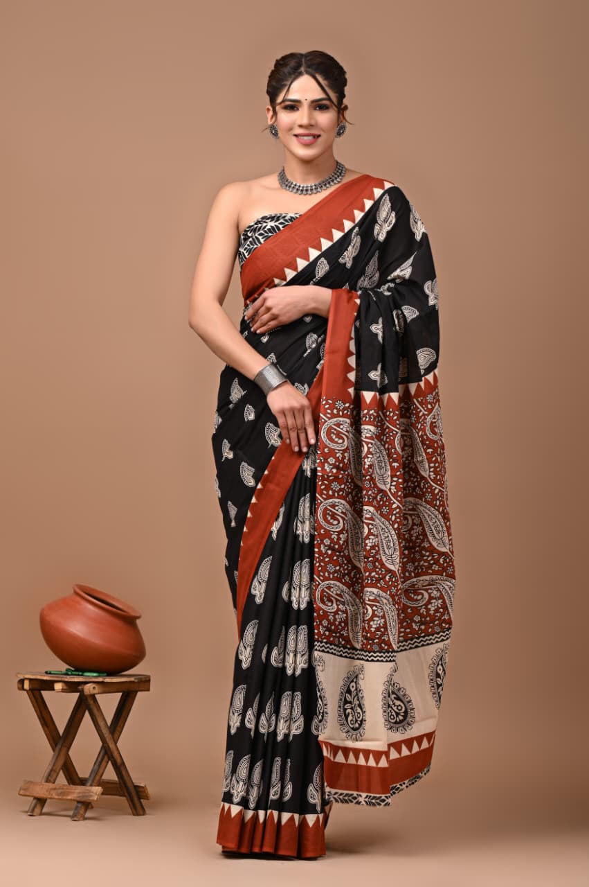 Cotton mulmul saree -04