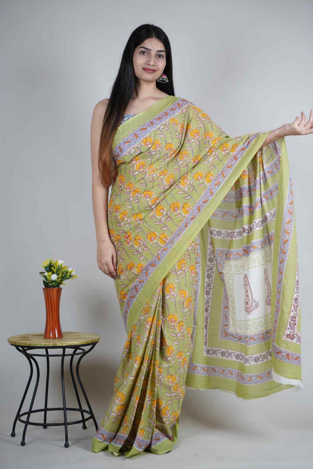 Pure Cotton Mulmul Saree -13